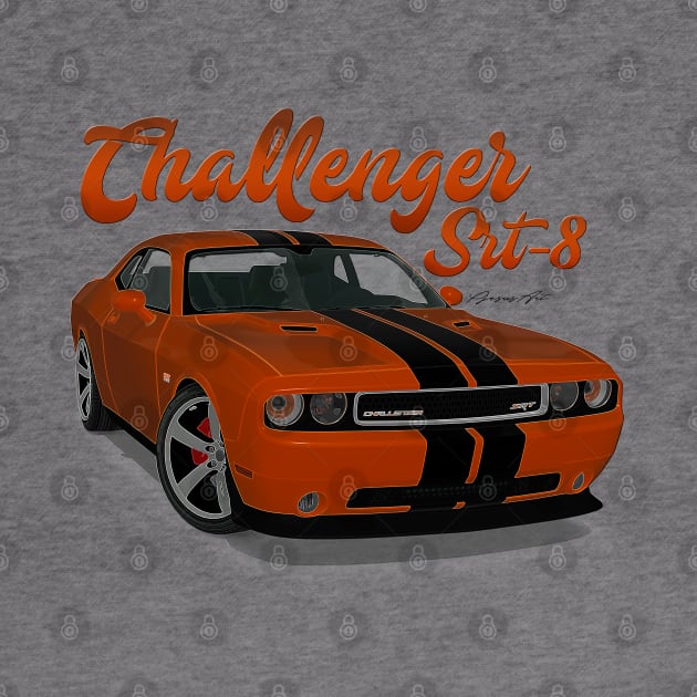 Challenger Srt-8 Orange Stripe Front by PjesusArt